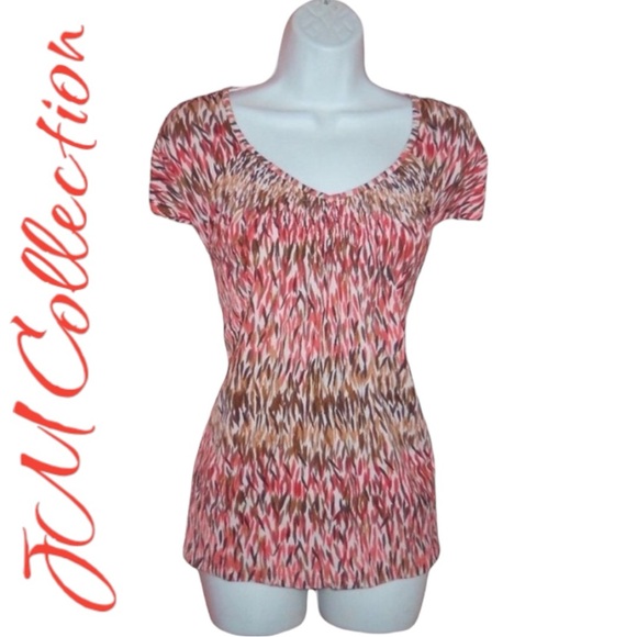 JM Collection Multi Color Coral Blouse Top - 1X - Picture 8 of 8